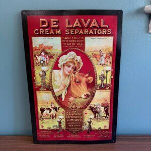 Vintage De Laval Cream Separators Metal Sign 11 3/4 x 17 3/4 Dairy Farm Repro